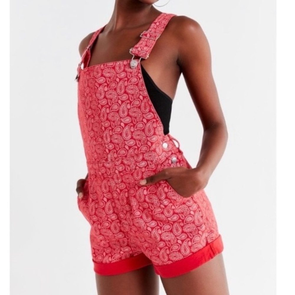 BDG Urban Outfitters Red Paisley Overalls